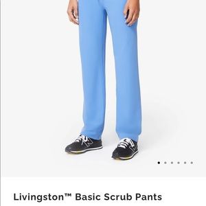 Figs Livingston Basic Scrub Pants in medium petite ceil blue